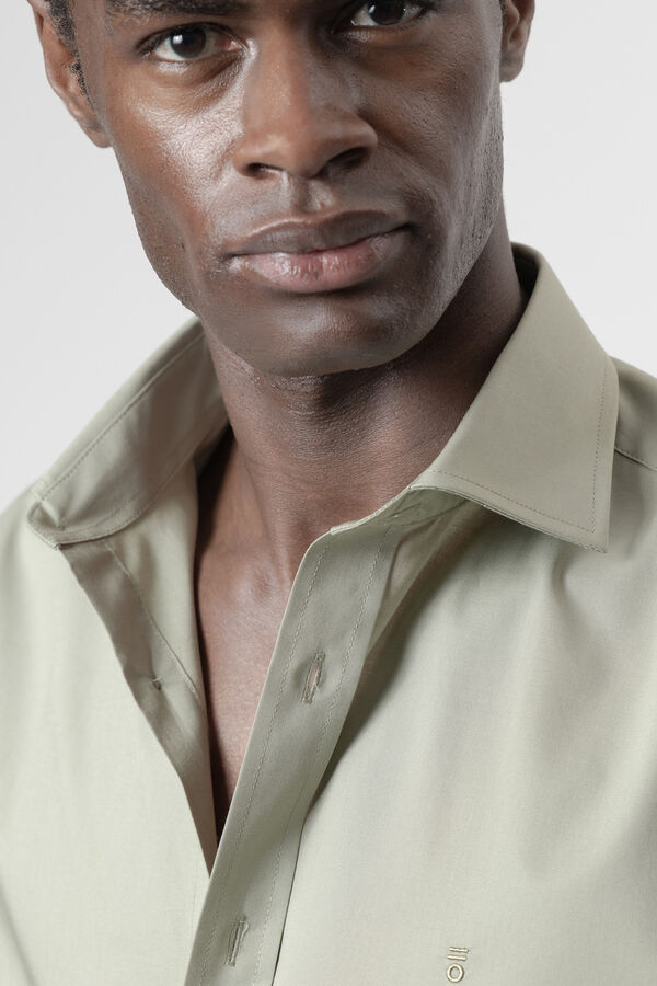 PuroEGO Camisa casual em popelina de algod&atilde;o Verde
