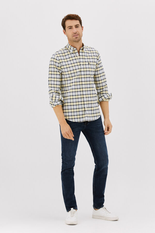 Cortefiel Checked Oxford shirt Yellow