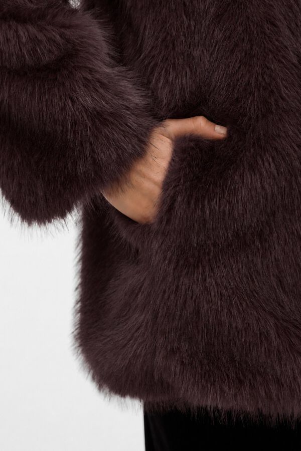 Vero Moda Faux fur jacket Dark brown