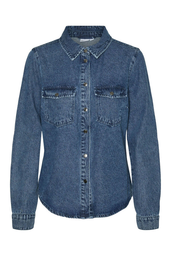 Cortefiel Denim shirt with chest pockets Blue
