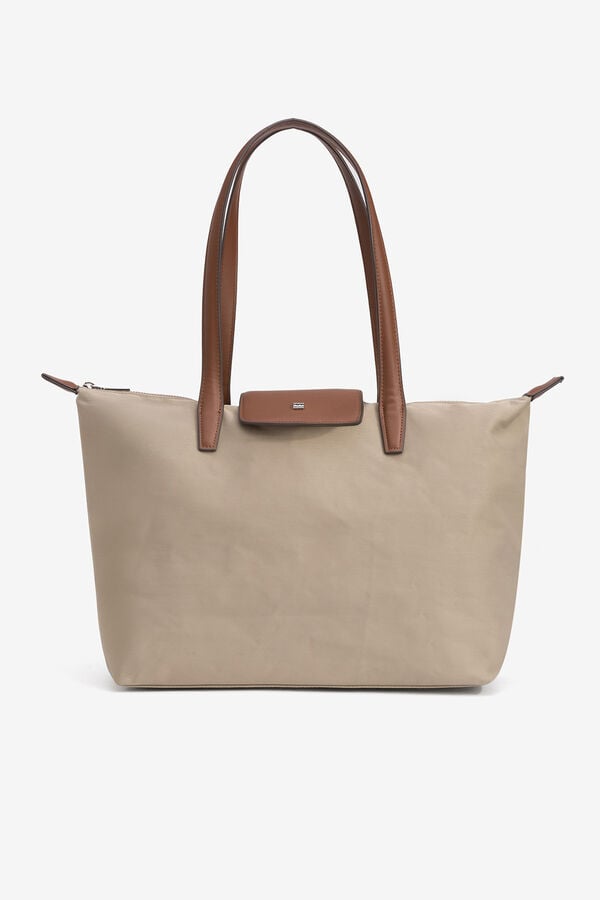 Vilanova Mala tote bag de nylon combinada Tostado