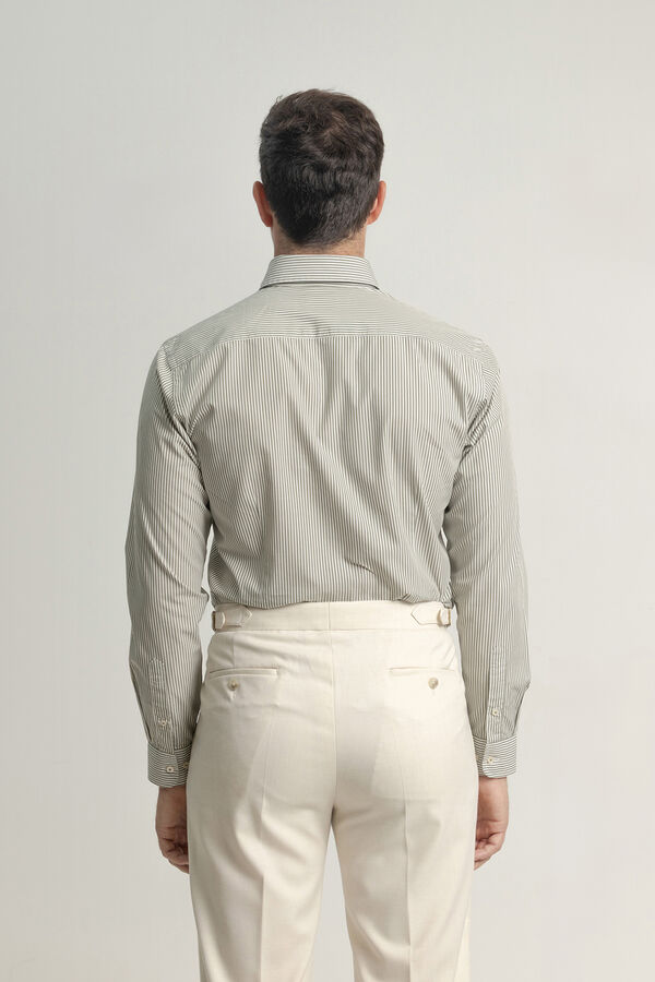 PuroEGO Camisa slim fit algodón rayas Verde