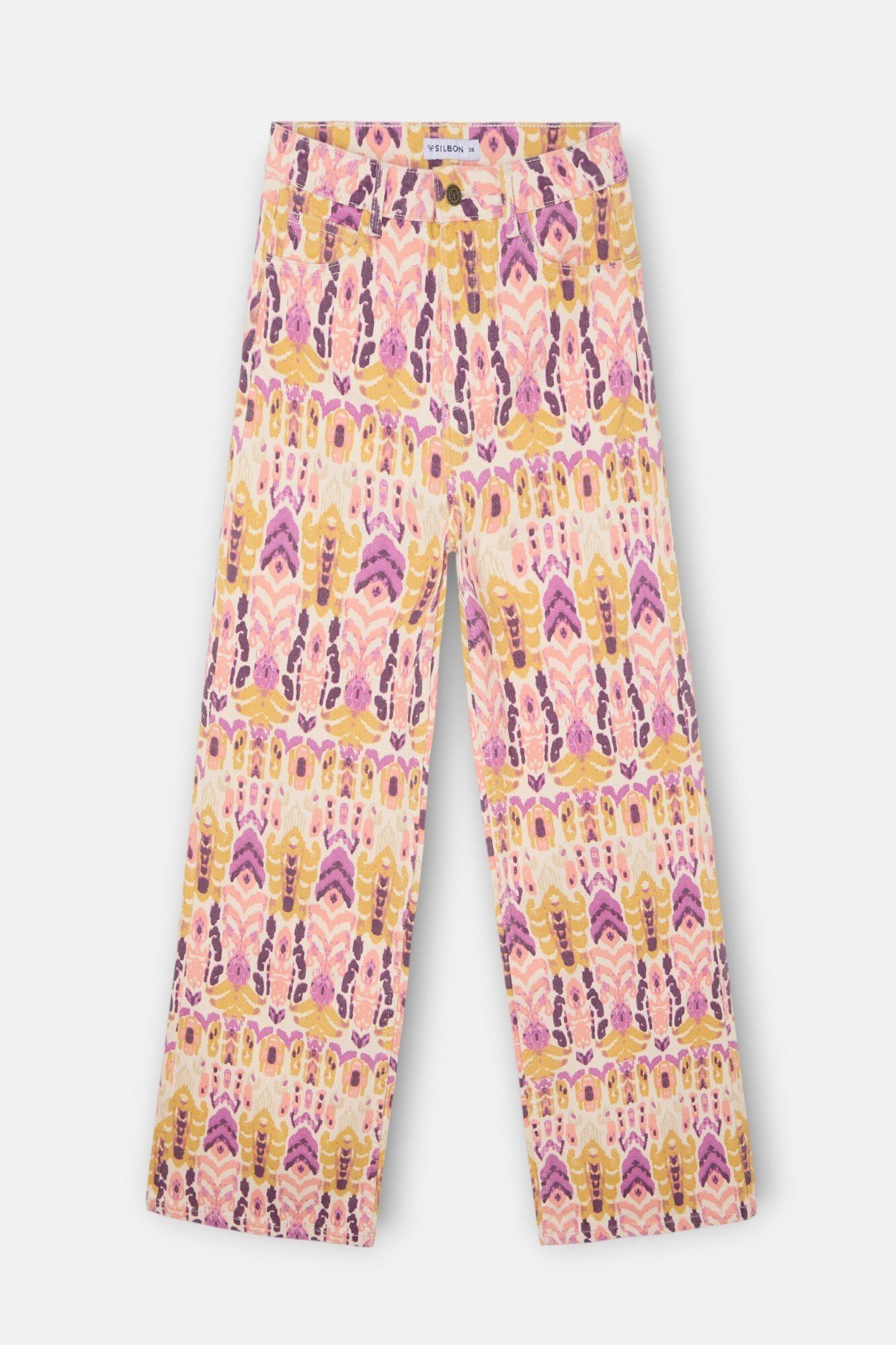 Silbon Cal&ccedil;as denim estampado ikat