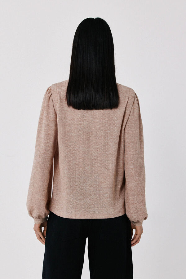 Cortefiel Shoulder pleat T-shirt Nude