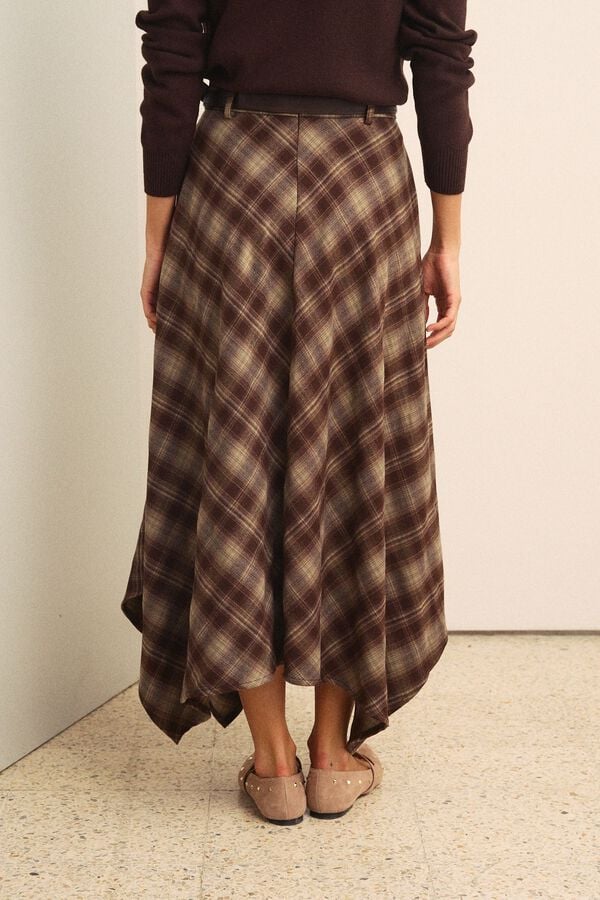 Pol&iacute;n Et Moi Alessia tartan skirt Brown