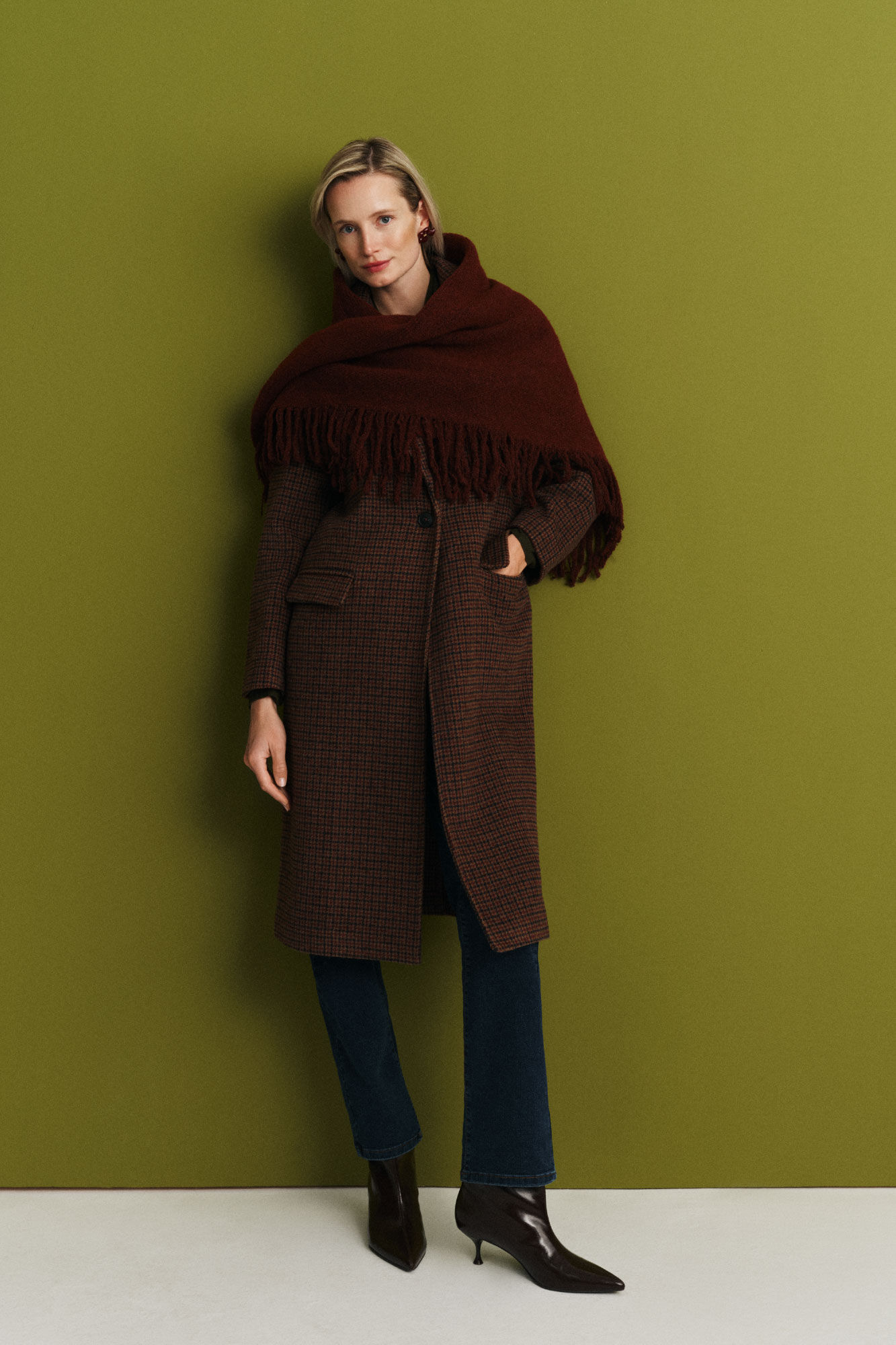 Cortefiel Long coat with flap neck