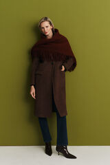 Cortefiel Long coat with flap neck Maroon