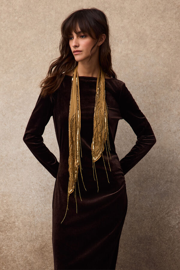 Slowlove Velvet dress Dark brown