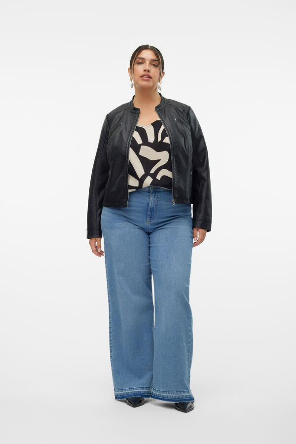 Vero Moda Curve Faux leather jacket plus size Black