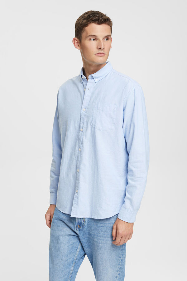 Cortefiel Camisa clássica Oxford 100% algodão Azul