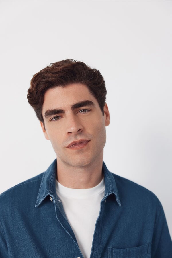 Cortefiel Denim shirt Navy