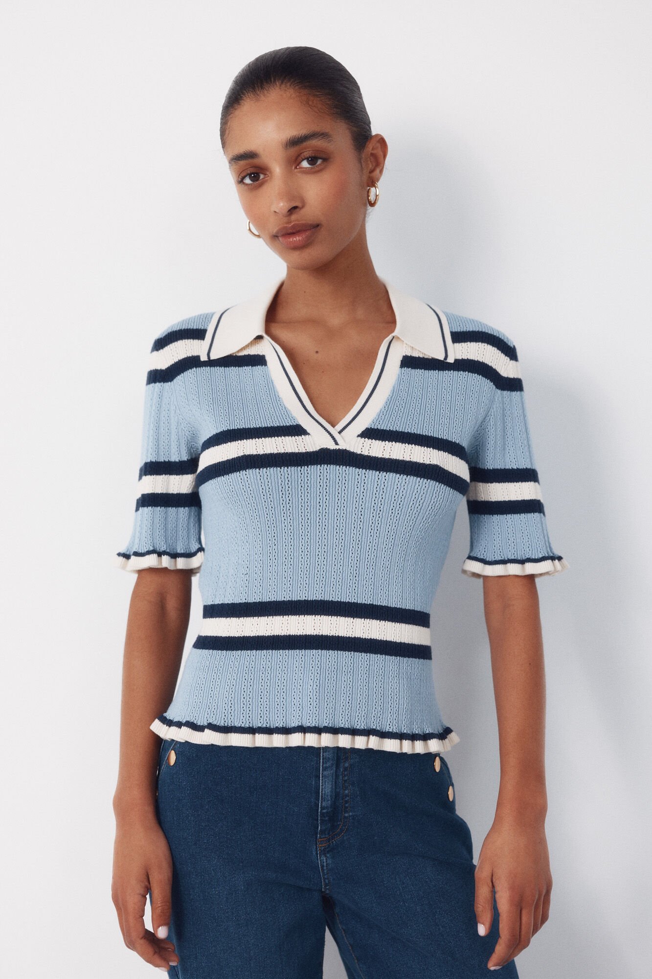 Cortefiel Striped polo jumper