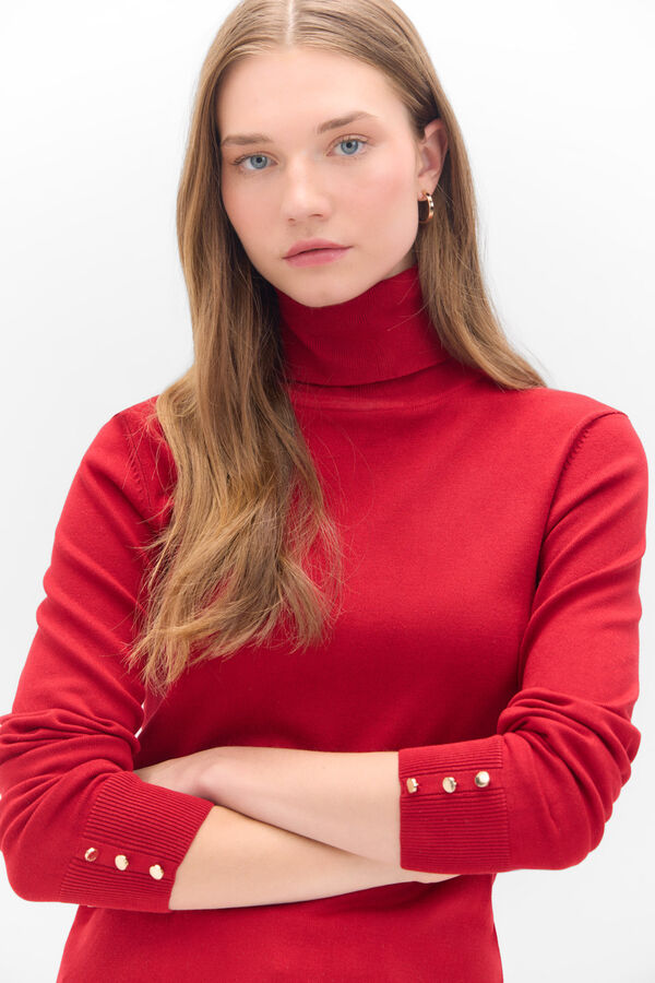 Cortefiel Polo neck jumper Red