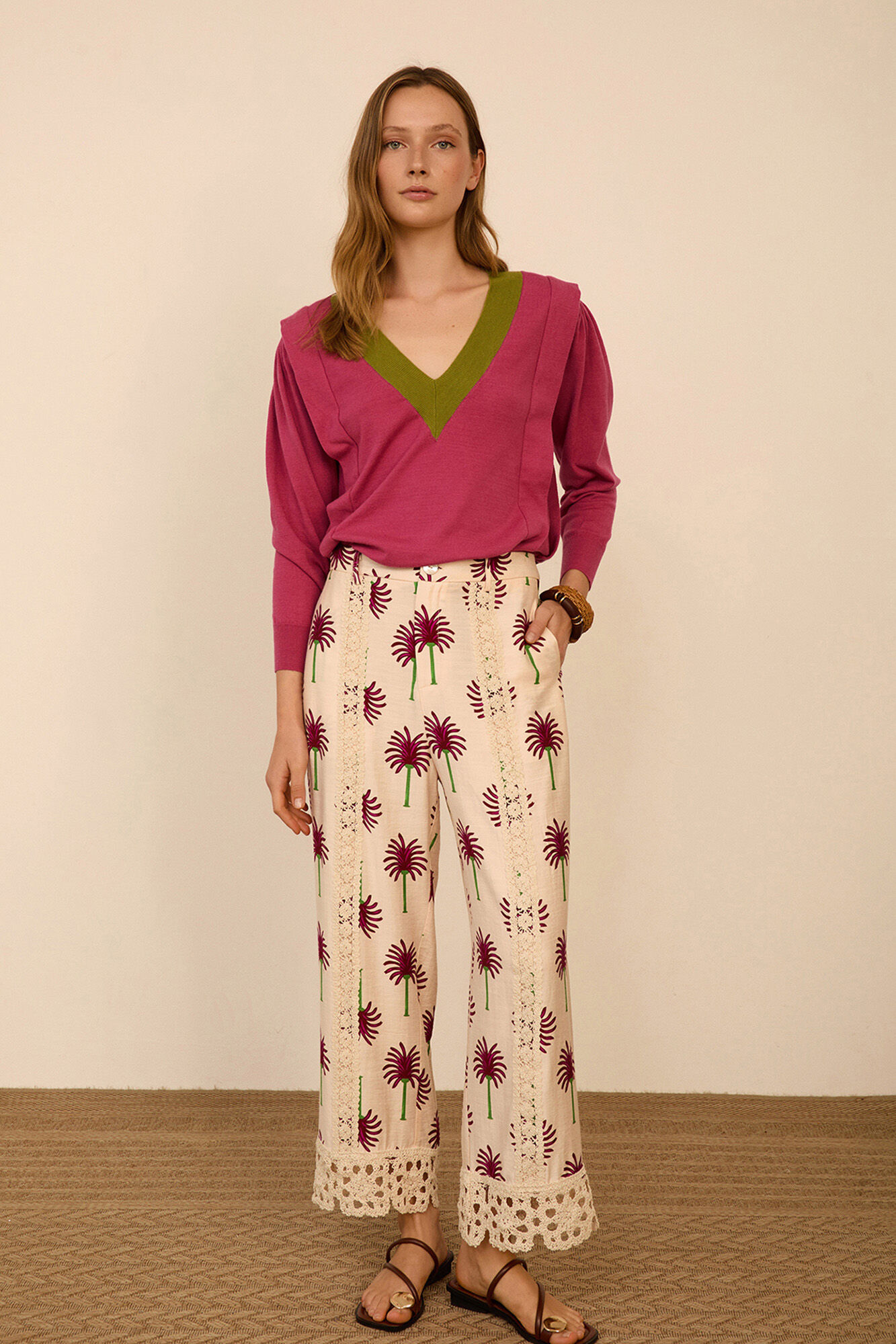 Meisie Printed cropped trousers