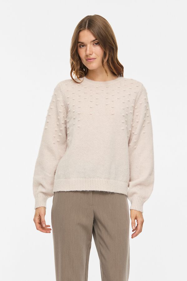 Vila Camisola de malha com textura bobble Tostado
