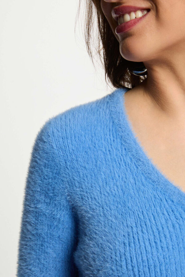 Morgan Camisola de malha de manga malha Azul