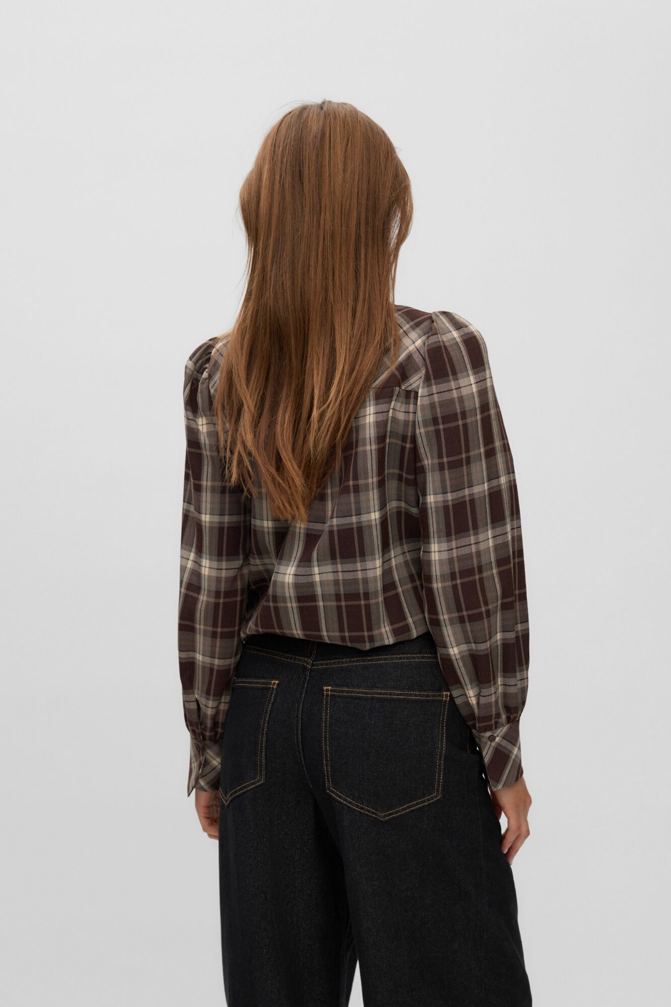 Vero Moda Blusa de cuadros con lazo
