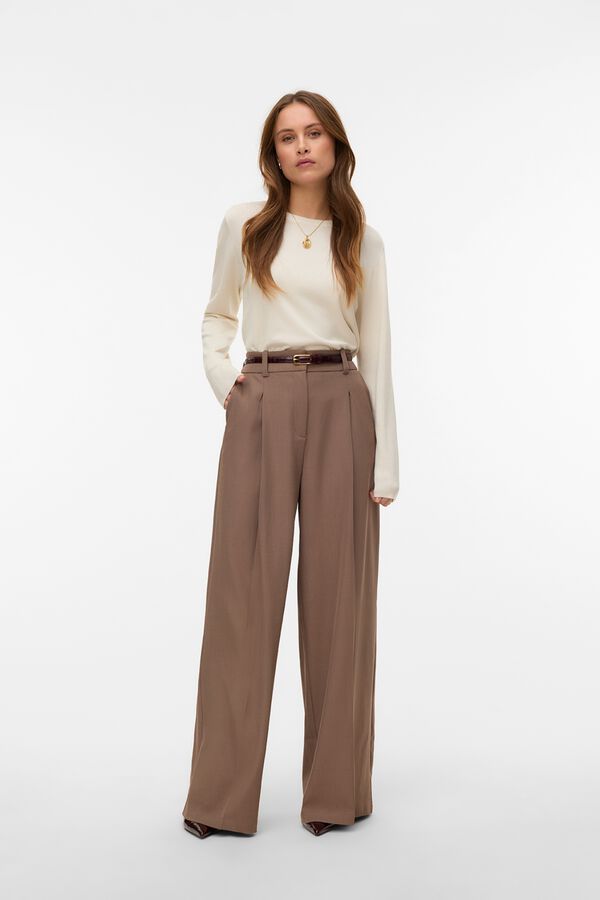 Vero Moda Fine knit long sleeve jumper Beige