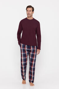 Cortefiel Jersey-knit and cloth pyjamas Maroon