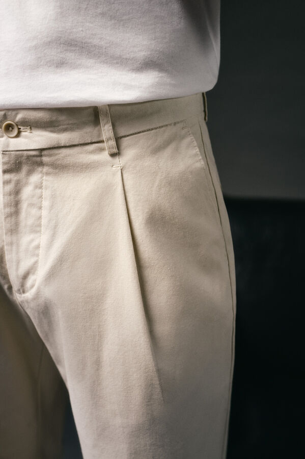 OOTO Calças chino pinças Ecru