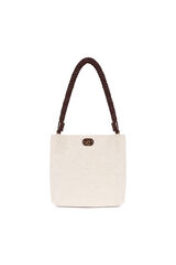 Cortefiel Raffia bag with braided strap Beige