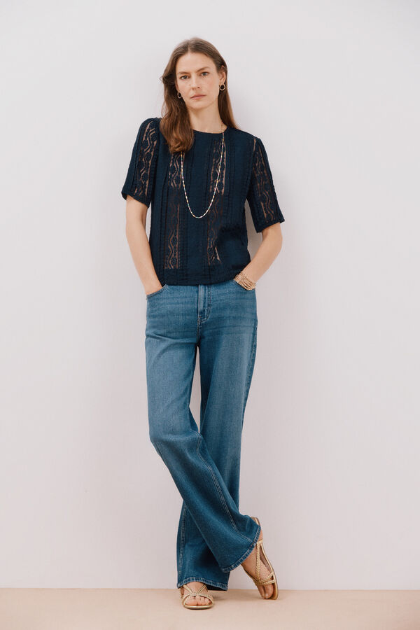 Cortefiel Lace top Navy