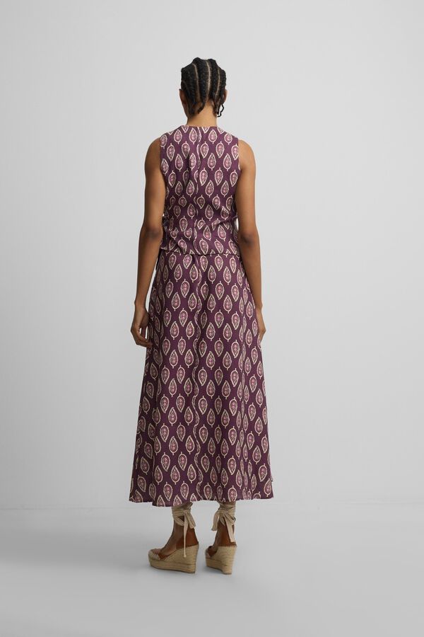 Silbon Long printed skirt Printed red