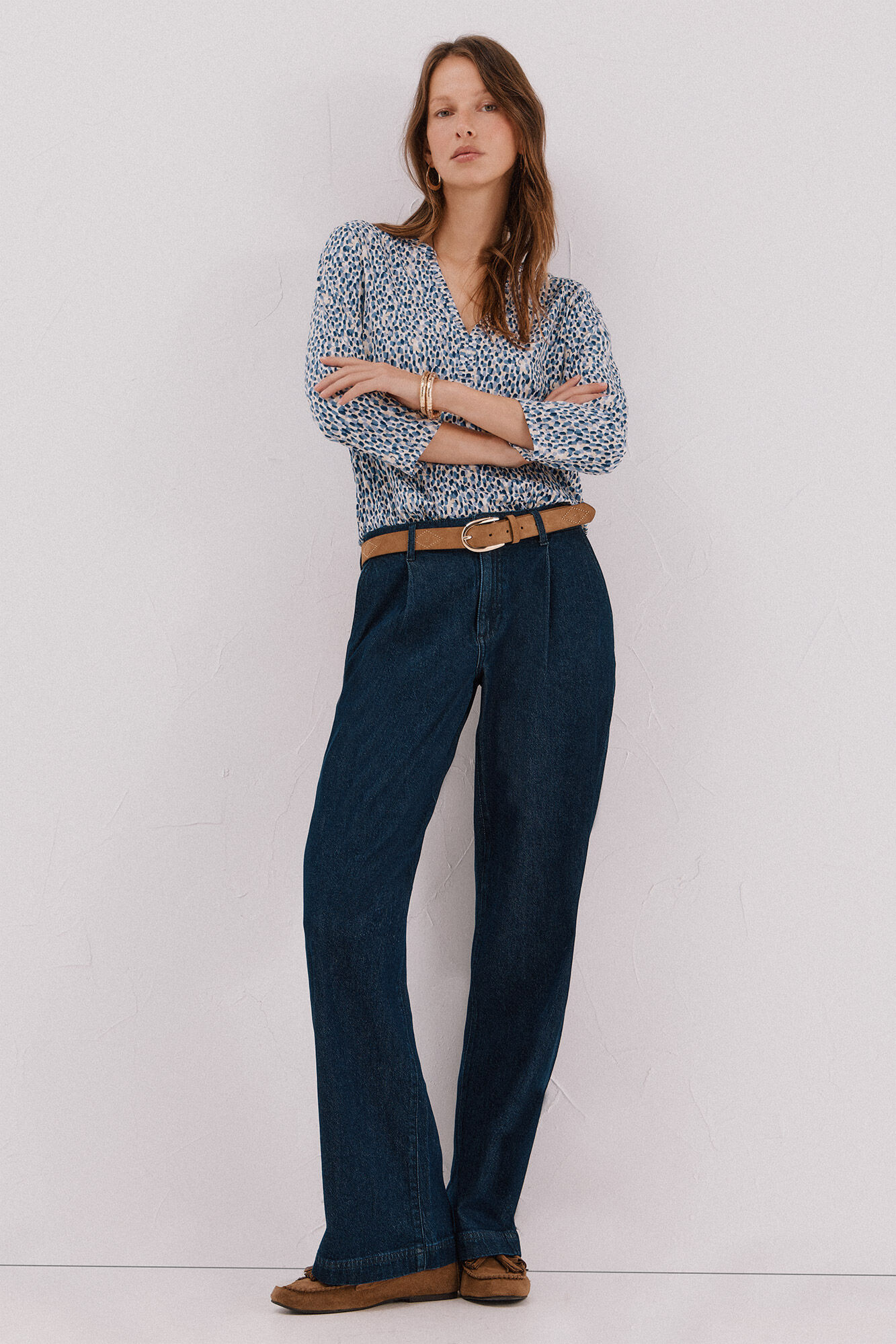 Cortefiel Basic top with mandarin collar