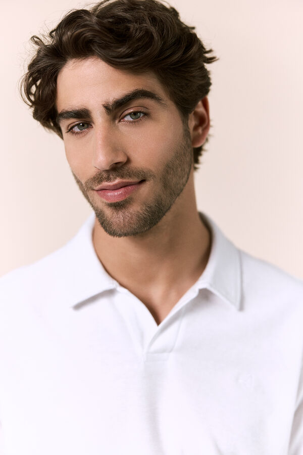 OOTO Polo piqu&eacute; cuello en V Blanco