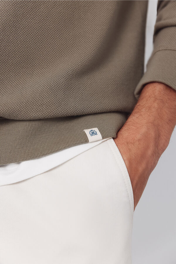 Cortefiel Textured crew neck sweatshirt Kaki