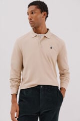 Cortefiel Essential long-sleeved polo shirt Beige