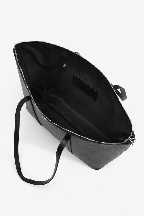 Cortefiel Faux leather shopper bag Black