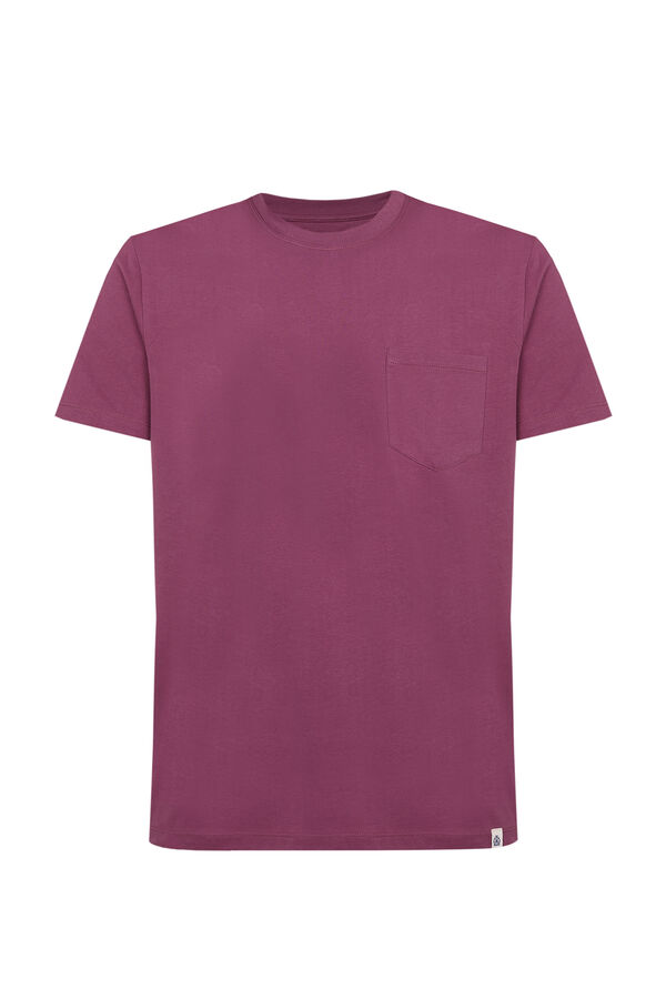 Cortefiel Basic T-shirt with pocket Maroon