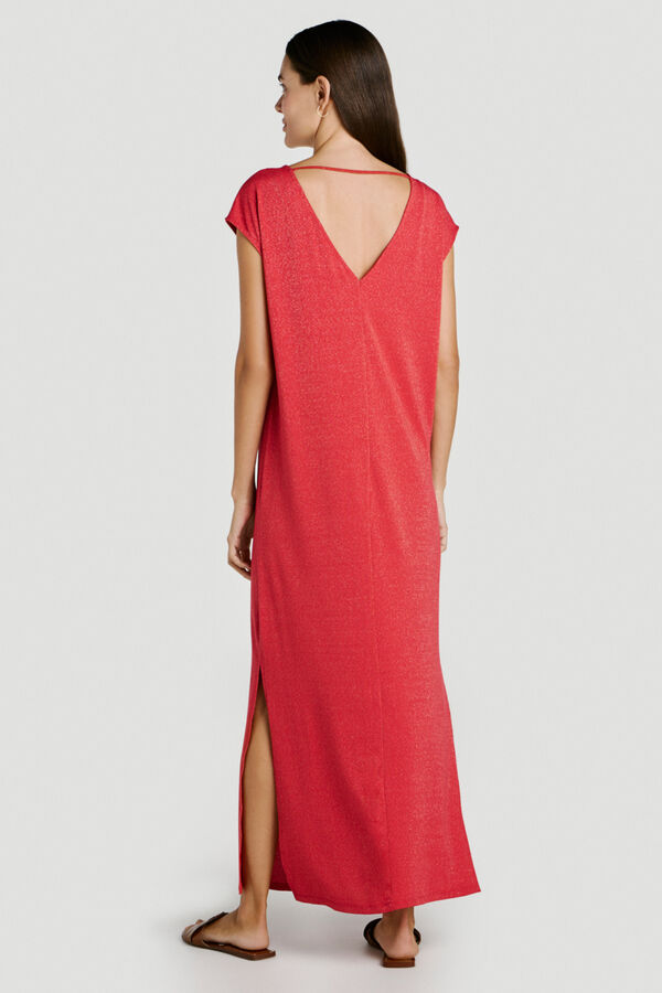 Vila Lurex long dress Coral