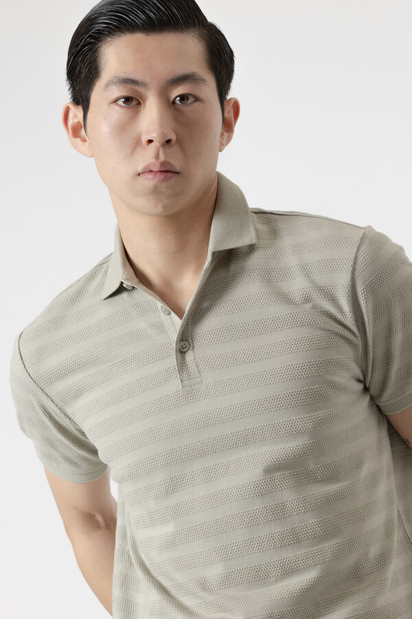 PuroEGO Lichen cotton dobby polo shirt Green