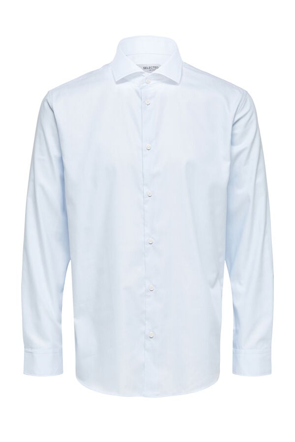 Cortefiel Camisa de manga comprida de vestir 100% algodão. Azul