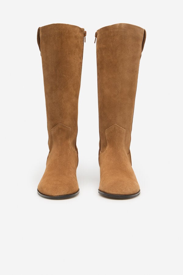 Cortefiel split leather cowboy boot Nude