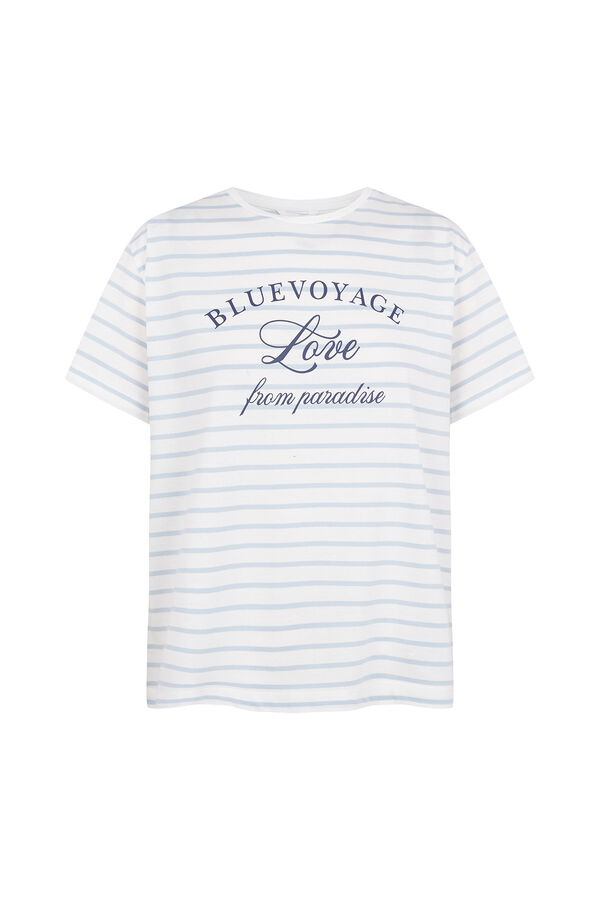 Cortefiel Striped print T-shirt Printed blue