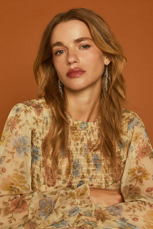 Slowlove Pendientes flecos cadena Gris