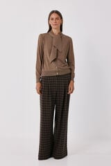 Cortefiel Tie neck cardigan Brown