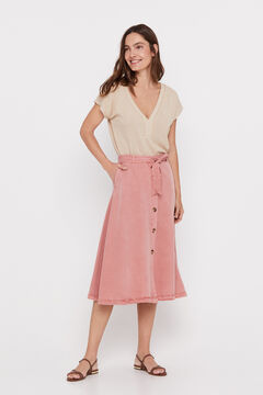 Cortefiel Flare skirt with buttons  Pink