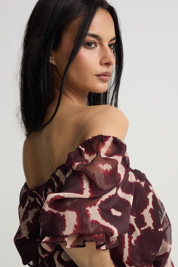 Silbon Printed ruched blouse Printed brown