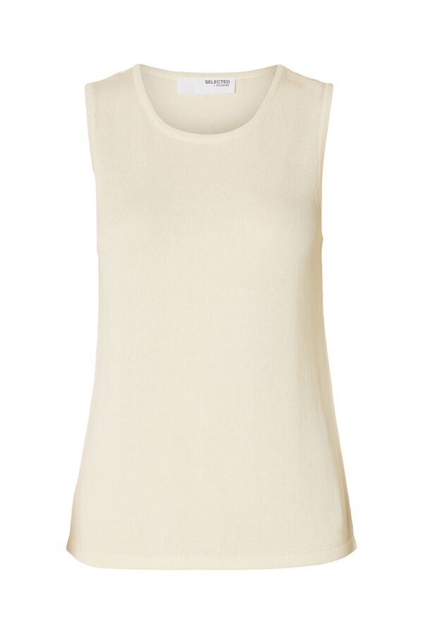 Selected Sleeveless jersey-knit top Beige
