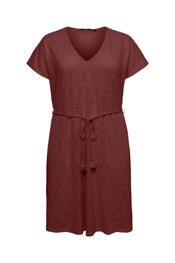 Vero Moda Curve Vestido curto gola em bico tamanho grande Castanho