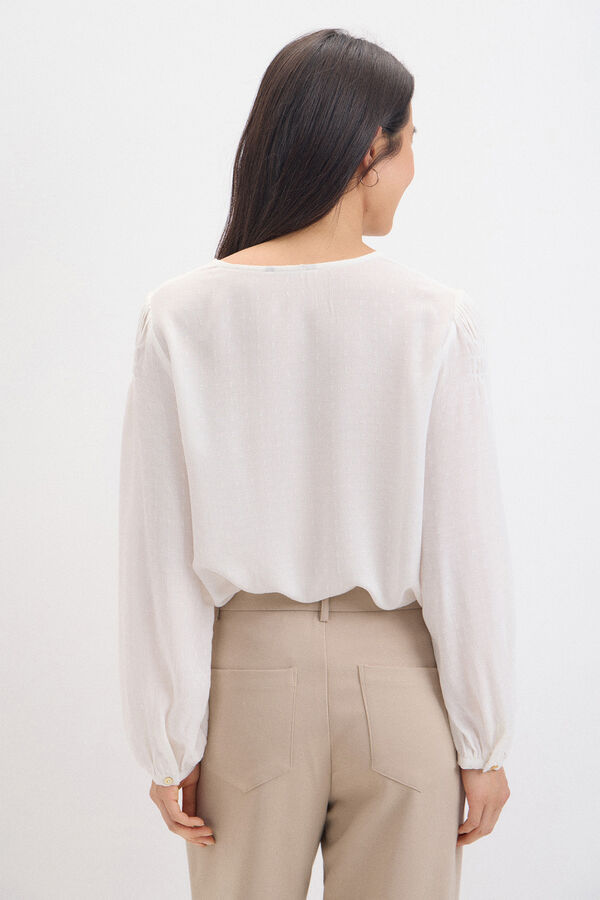 Cortefiel Blusa fluida estructura Blanco