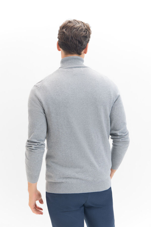 Cortefiel Cotton/silk cashmere high neck jumper  Grey