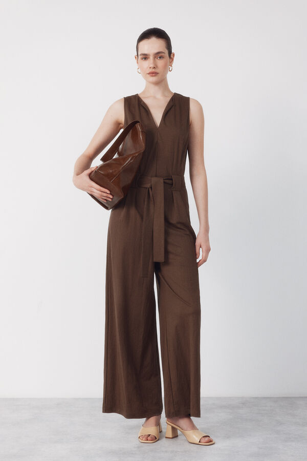 Cortefiel Mono punto piqu&eacute; Marr&oacute;n oscuro