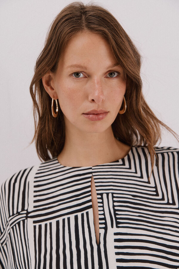 Cortefiel Printed midi dress Printed white