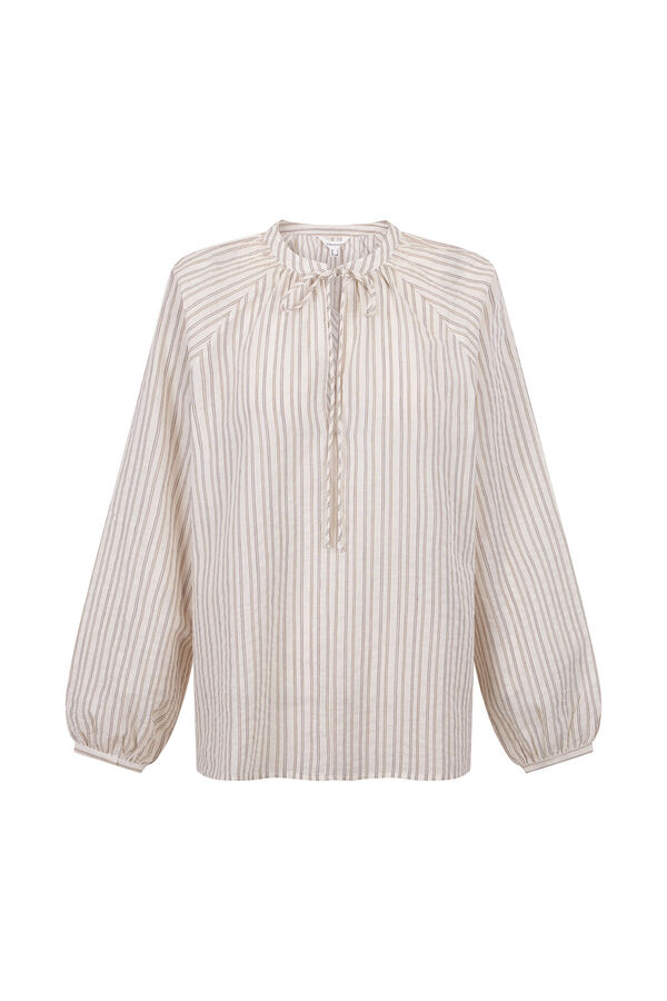 Cortefiel striped cord blouse Ivory