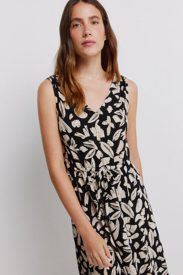 Vila Vestido midi estampado escote en V Negro
